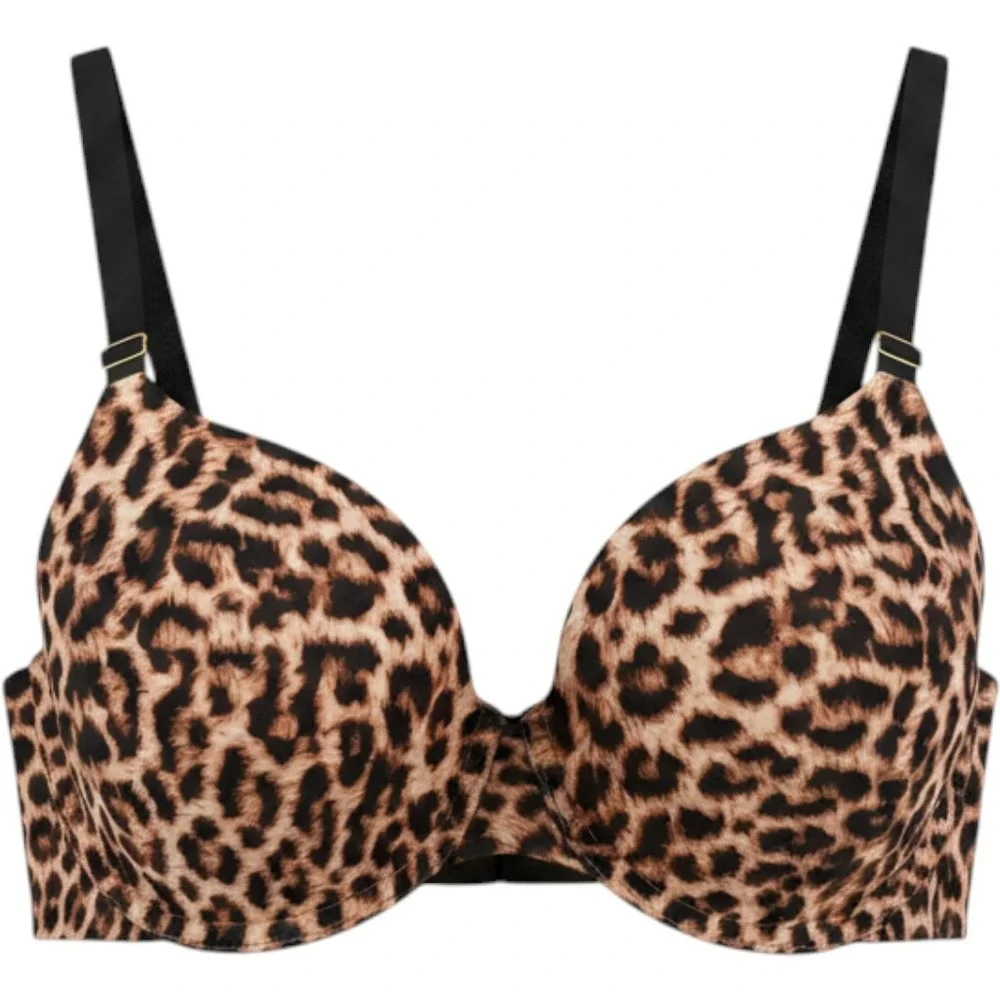 Soma Vanishing 360 Bra Women 40D Brown Leopard Print Underwire